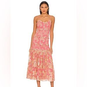 HEMANT AND NANDITA Midi Dress in Coral NWT!